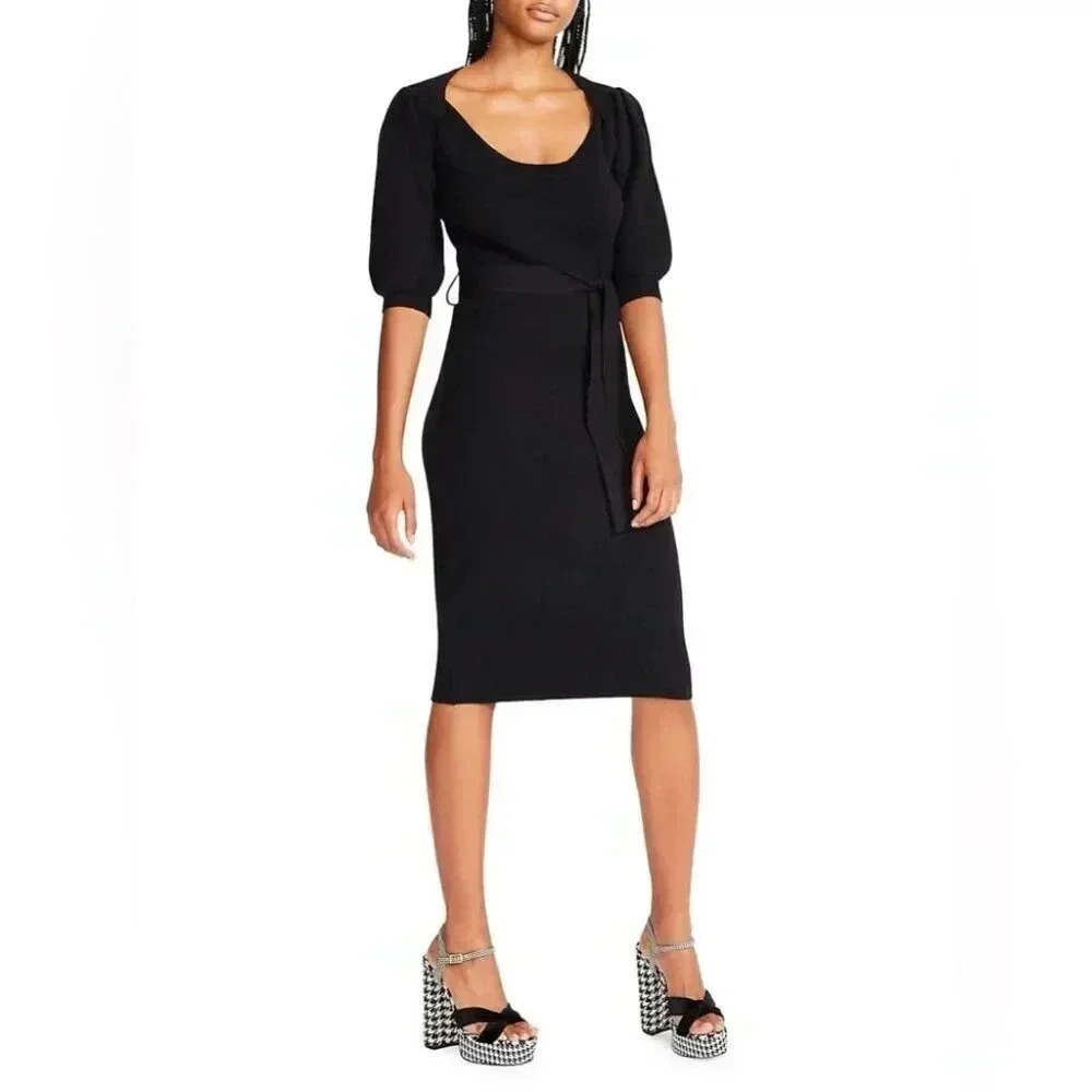 Betsey Johnson Midi Sweater Dress in Black NWT - Picture 4 of 10
